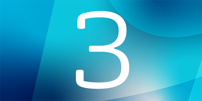 The number 3 on a blue/aqua background